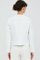 April Women's White Leather Jacket | Derimod