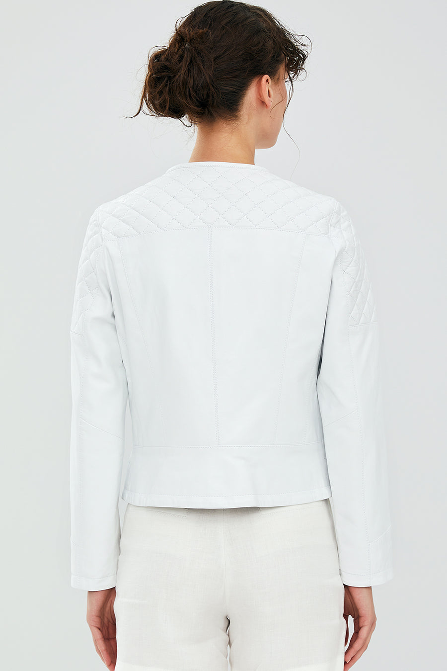 April Women's White Leather Jacket