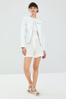 April Women's White Leather Jacket | Derimod