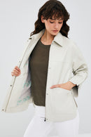 Karen Women's Beige Oversize Leather Jacket | Derimod