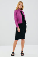 Kylie Women's Fuchsia Leather Jacket | Derimod