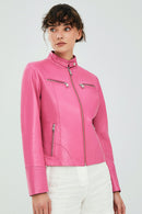 Alicia Pink Women's Leather Jacket | Derimod