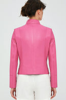 Alicia Pink Women's Leather Jacket | Derimod
