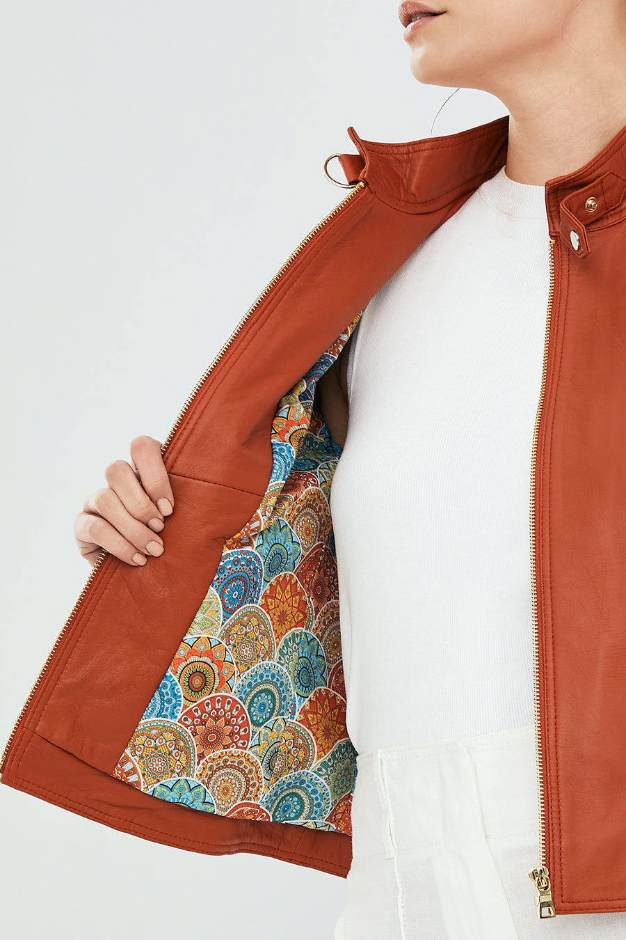 Angie Women's Brown Short Leather Jacket