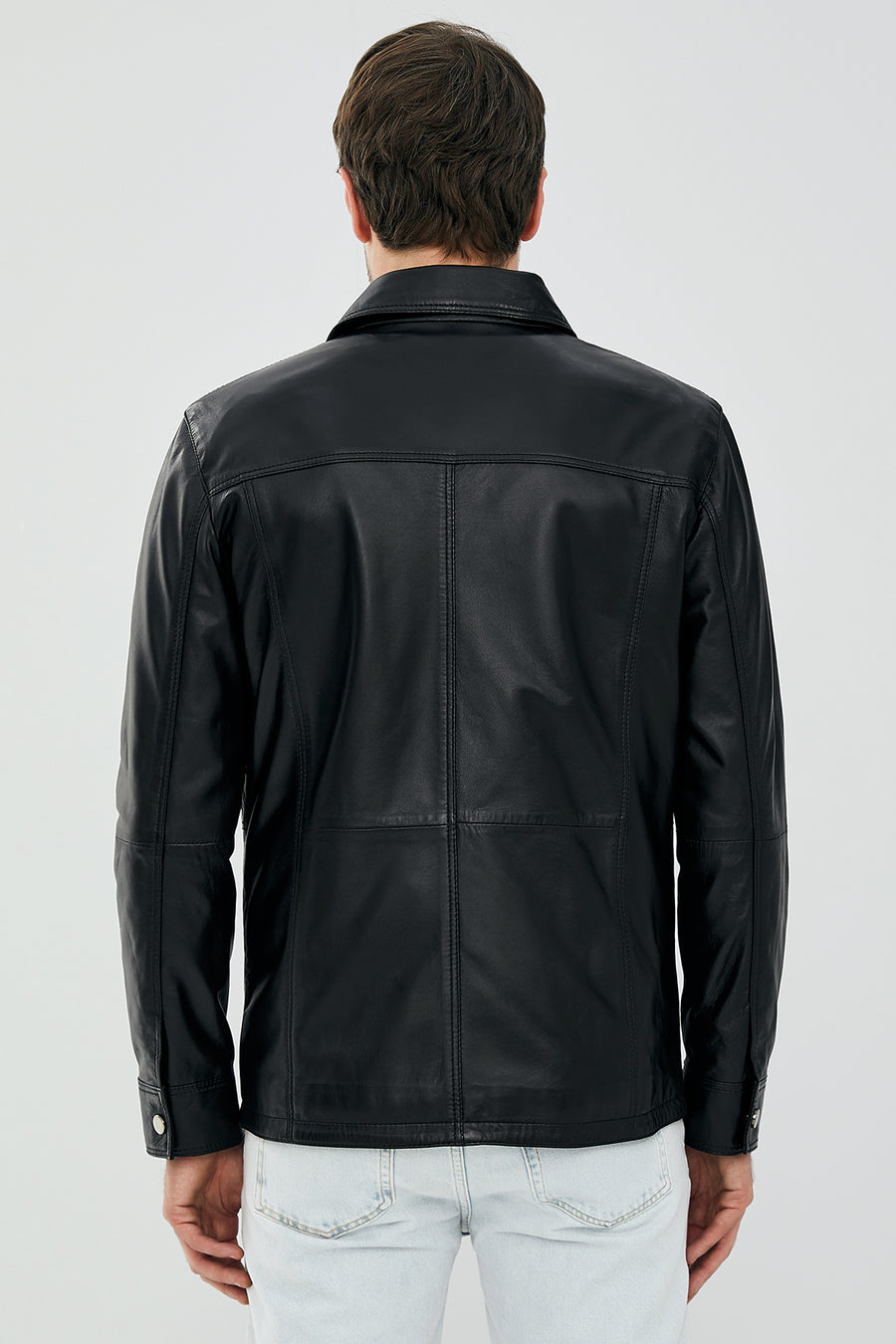 Eric Men's Black Shirt Style Leather Jacket