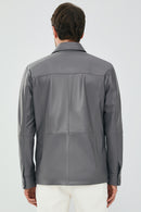 Eric Men's Gray Leather Shirt Type Jacket | Derimod