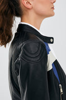 Mustang Women's Dark Navy Blue Leather Jacket | Derimod