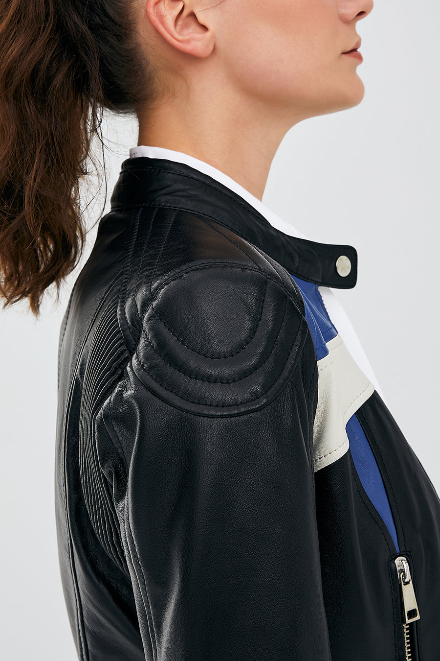 Mustang Women's Dark Navy Blue Leather Jacket