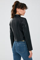 Mustang Women's Dark Navy Blue Leather Jacket | Derimod