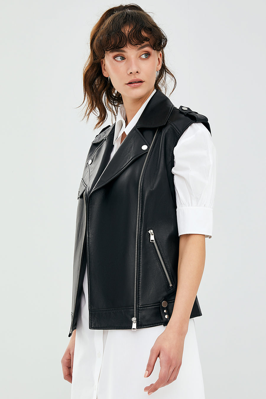 Cuba Women's Black Leather Vest