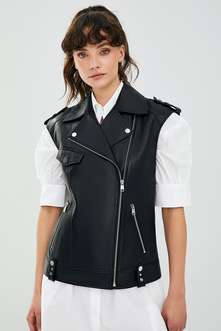 Cuba Women's Black Leather Vest