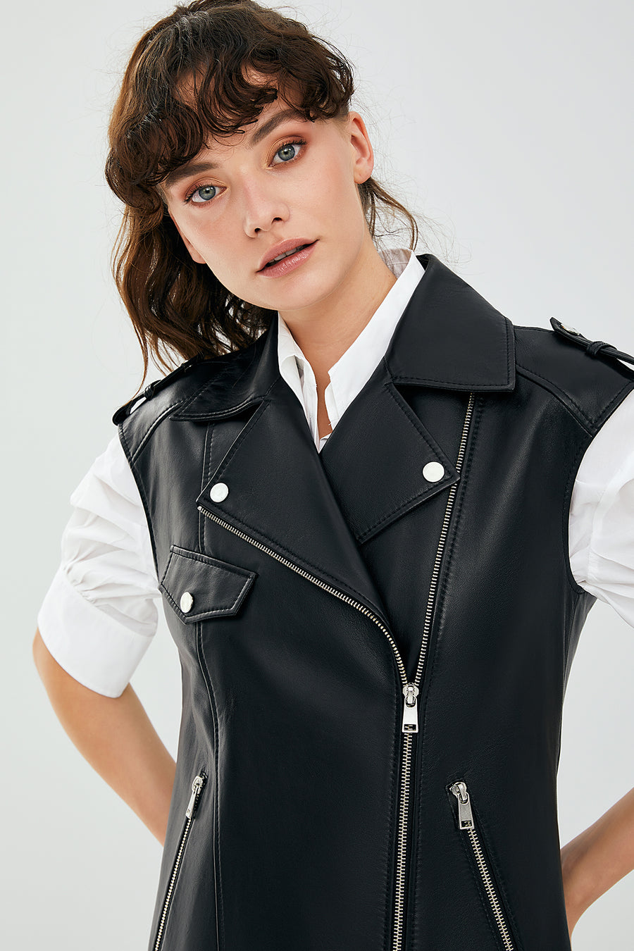 Cuba Women's Black Leather Vest