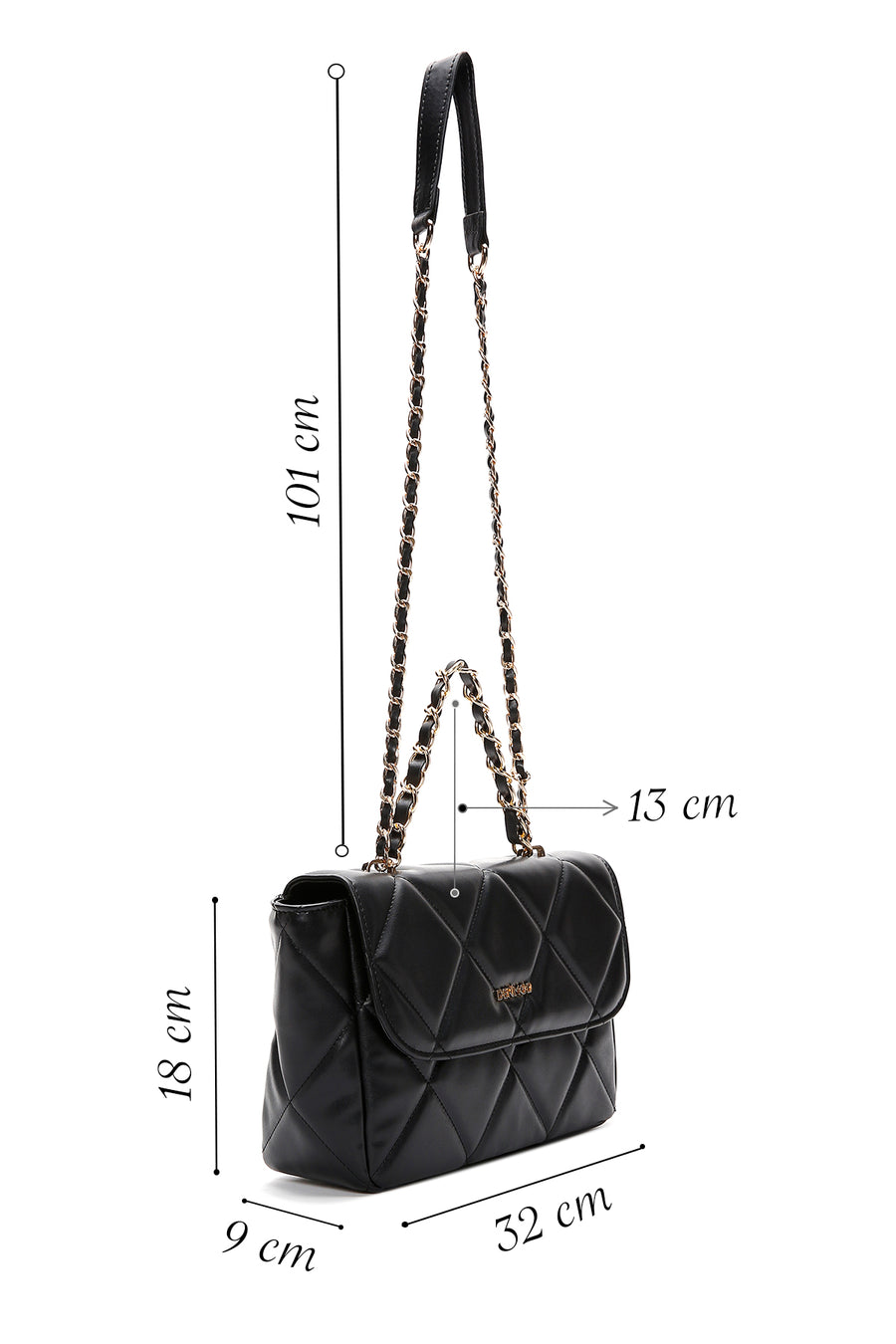 Women's Black Long Chain Strap Quilted Shoulder Bag