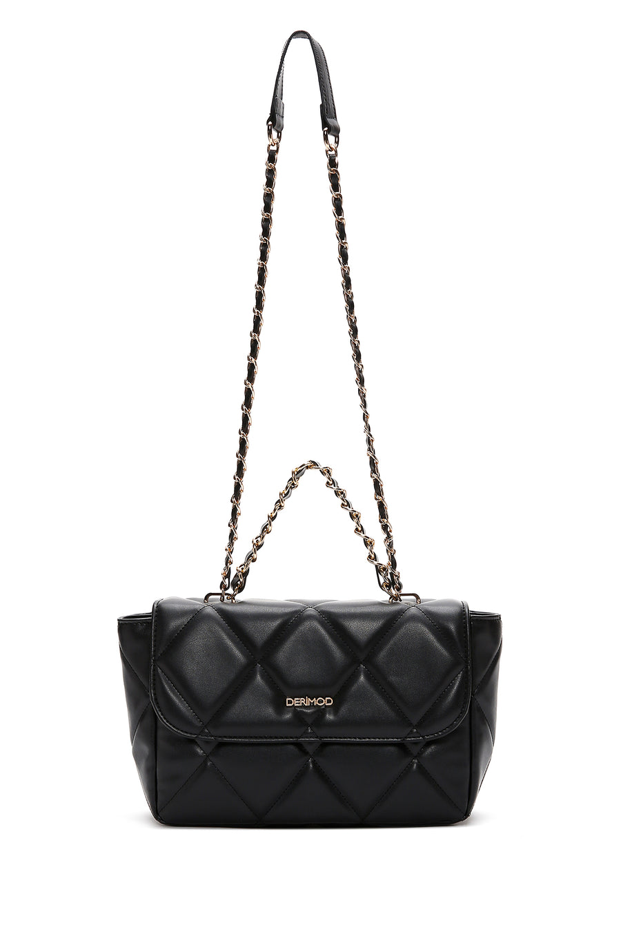 Women's Black Long Chain Strap Quilted Shoulder Bag