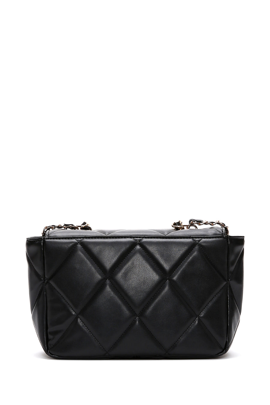 Women's Black Long Chain Strap Quilted Shoulder Bag