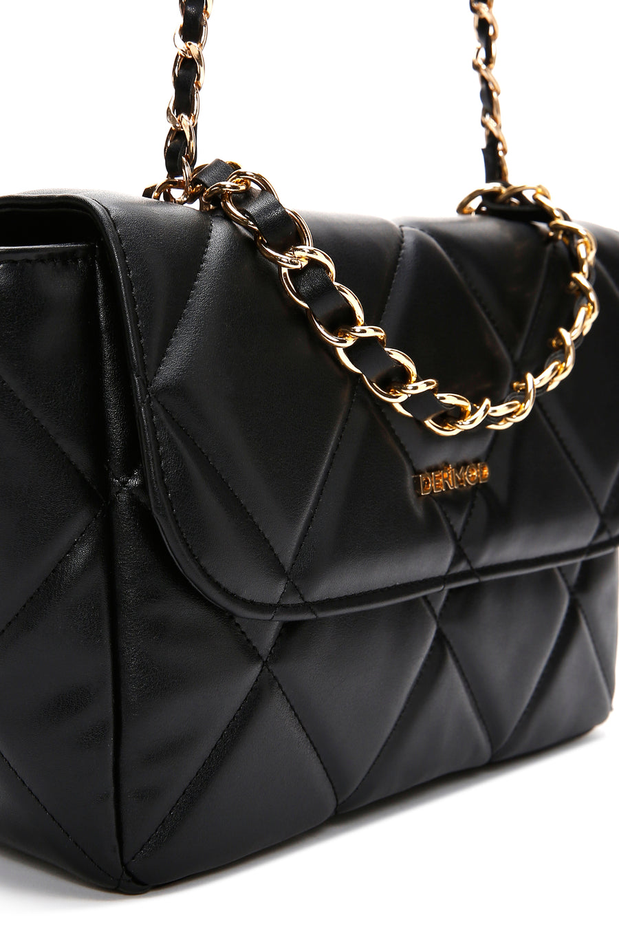 Women's Black Long Chain Strap Quilted Shoulder Bag