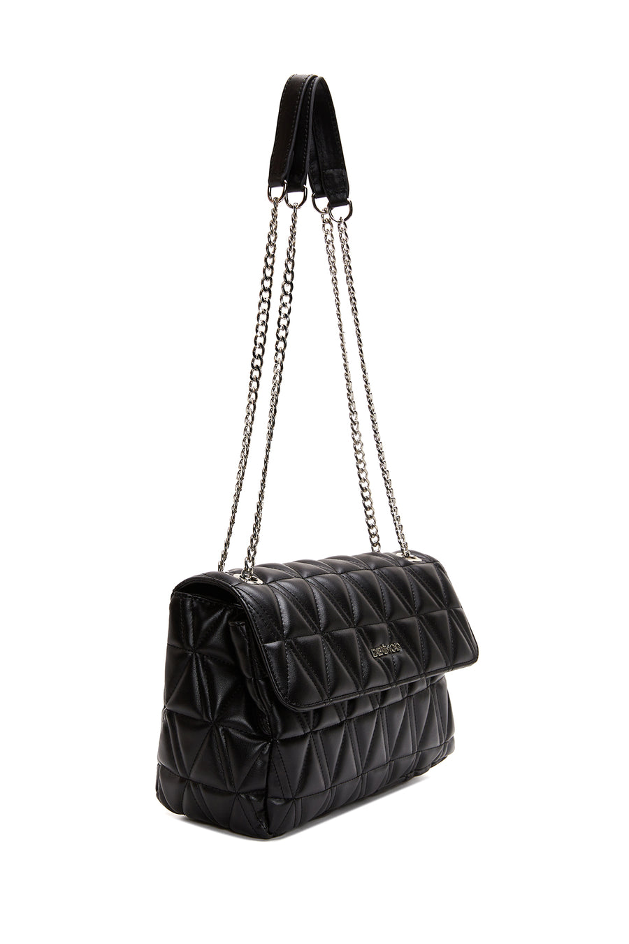 Women's Black Long Chain Strap Quilted Shoulder Bag