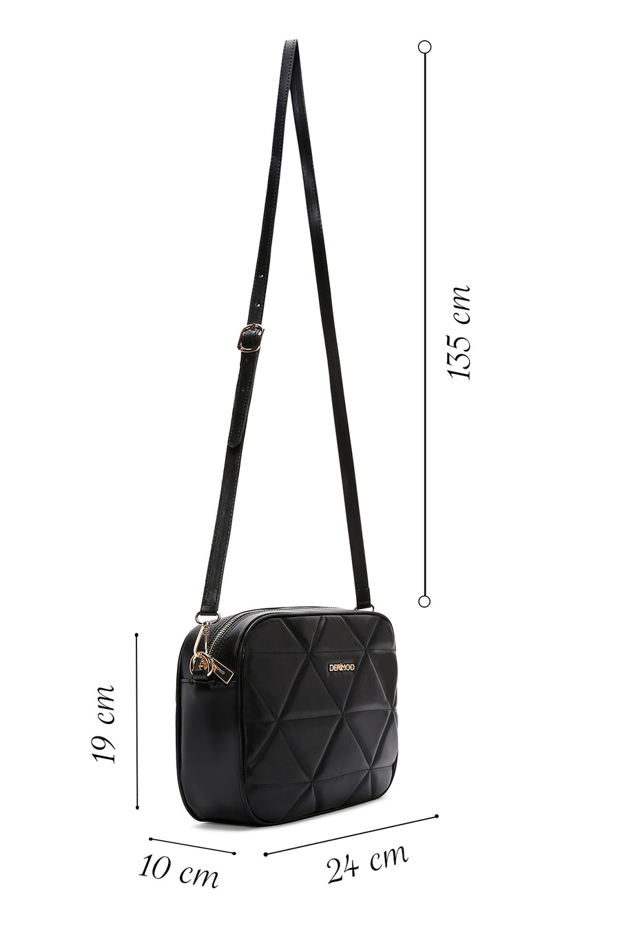 Women's Black Long Strap Quilted Crossbody Bag