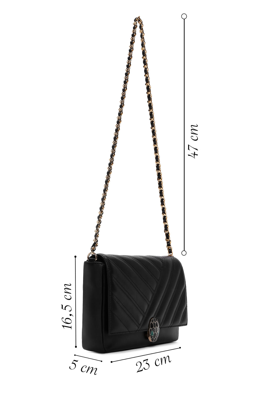 Women's Black Long Chain Strap Crossbody Bag