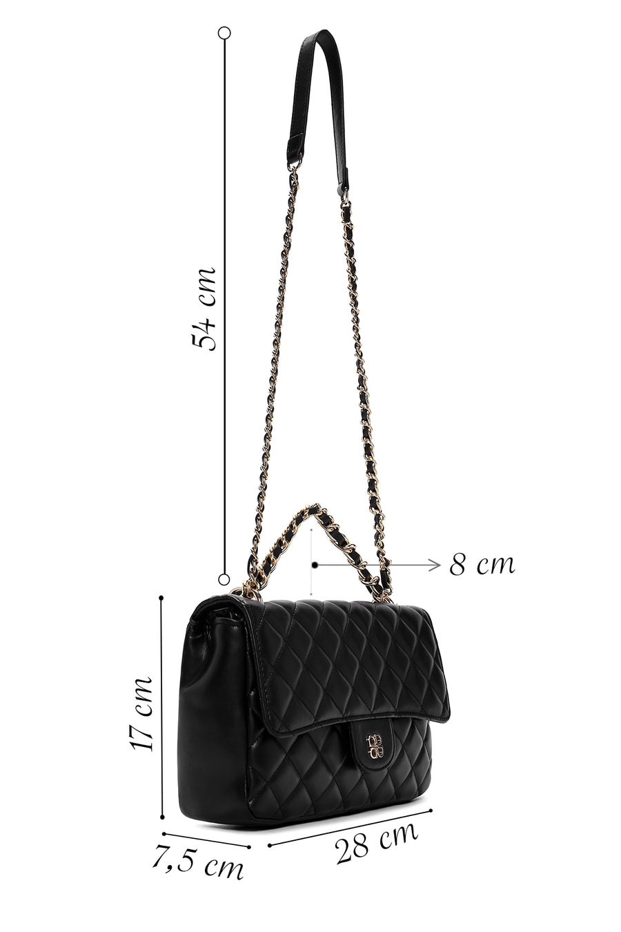 Women's Black Long Strap Quilted Crossbody Bag