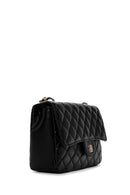 Women's Black Long Strap Quilted Crossbody Bag | Derimod