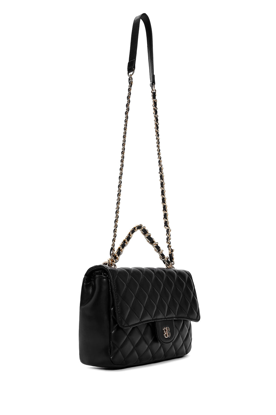 Women's Black Long Strap Quilted Crossbody Bag
