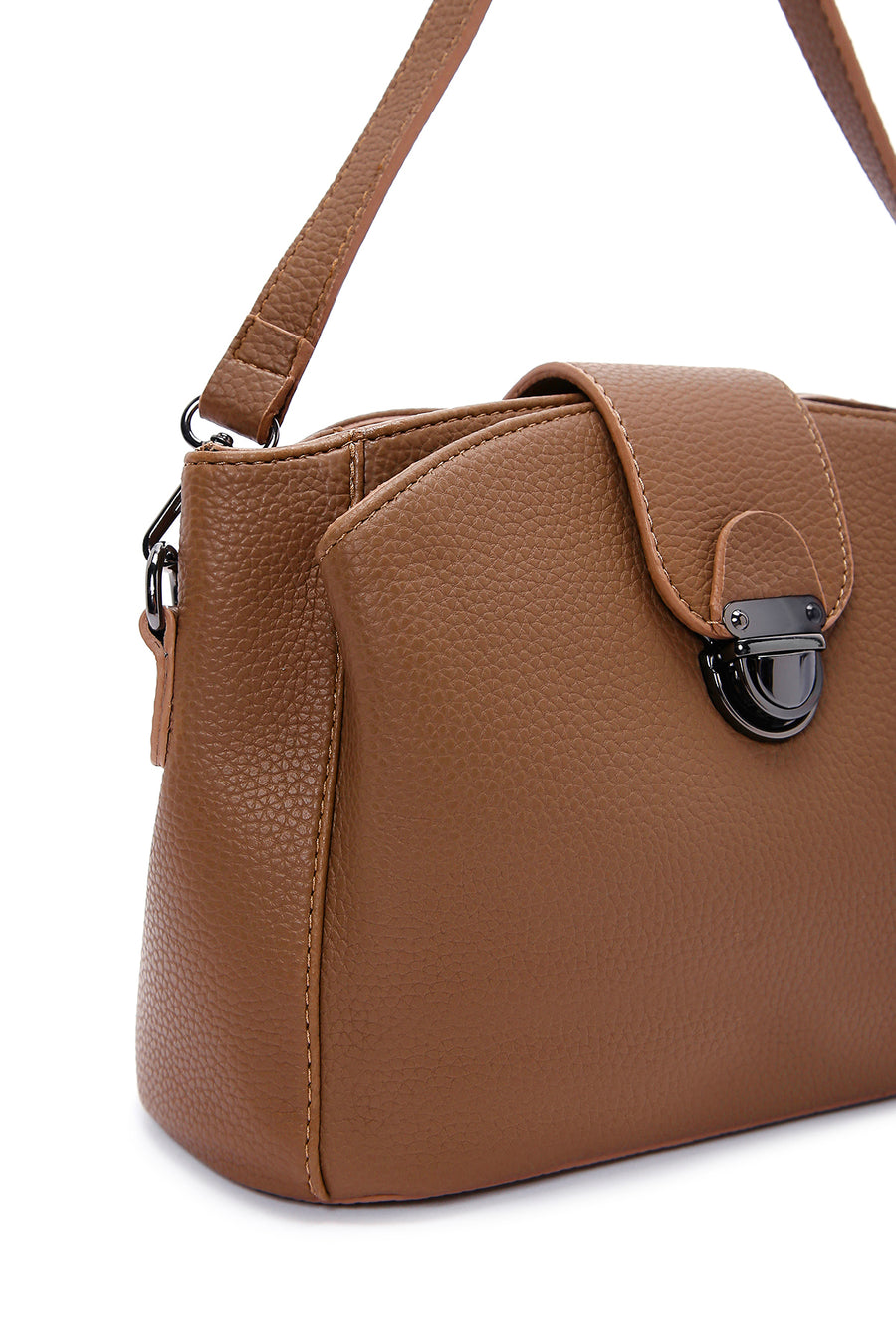 Women's Tan Long Strap Crossbody Bag