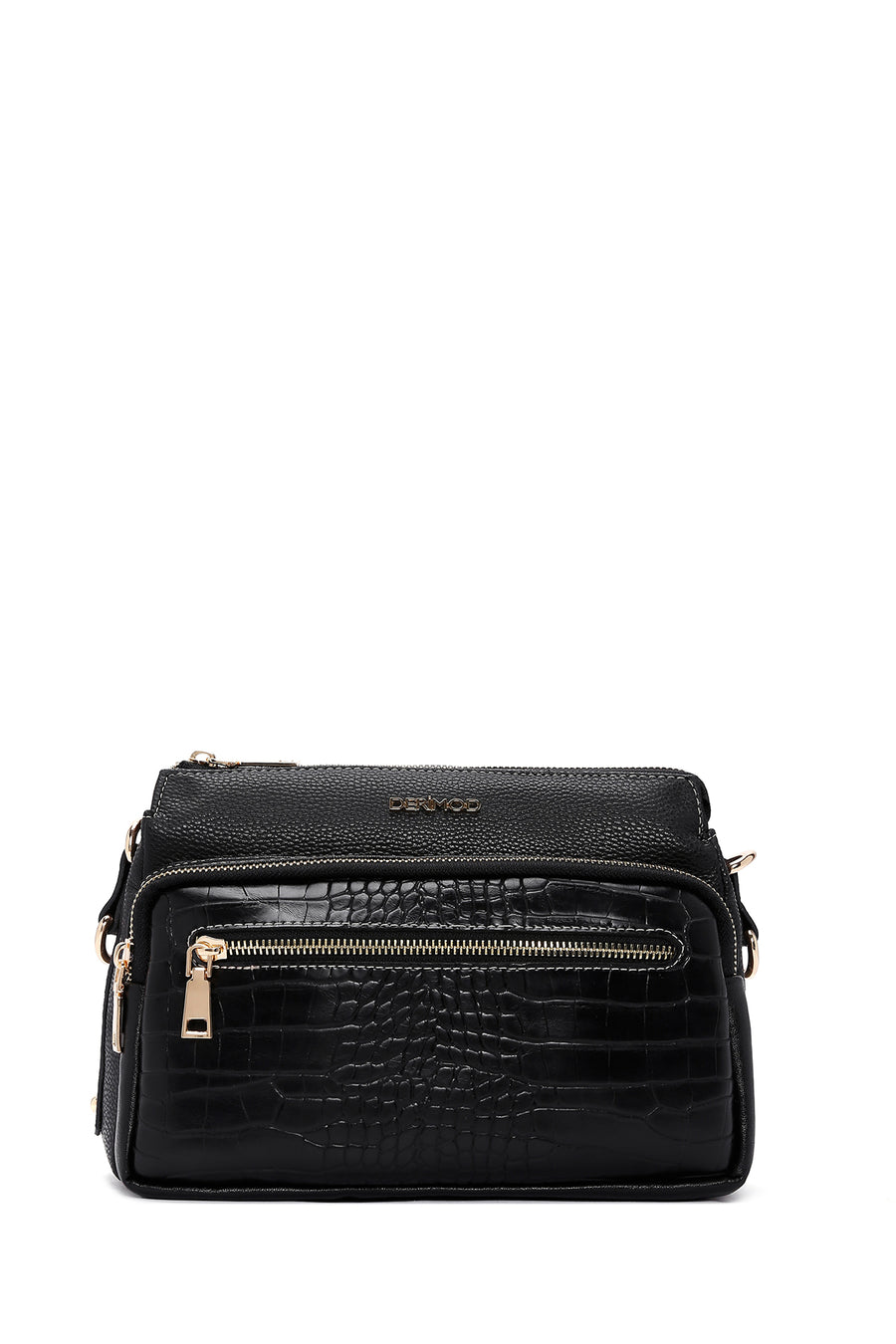 Women's Black Crocodile Cross Bag