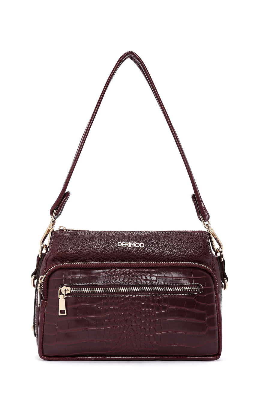 Women's Claret Red Crocodile Cross Bag