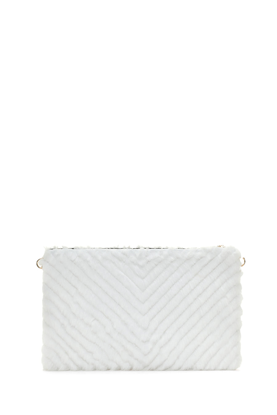 Women's White Long Strap Plush Portfolio Bag