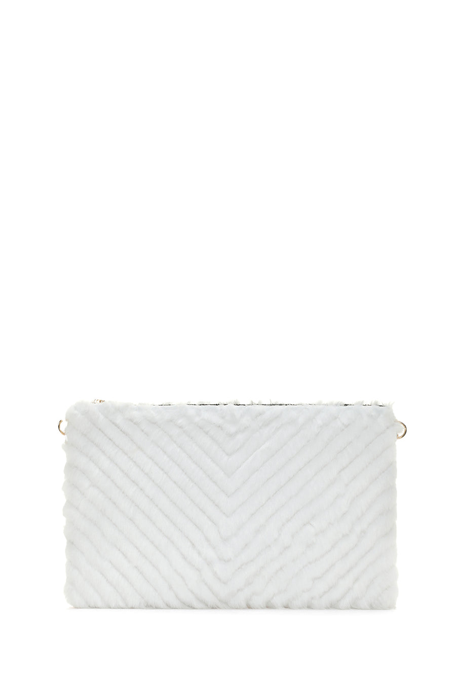 Women's White Long Strap Plush Portfolio Bag