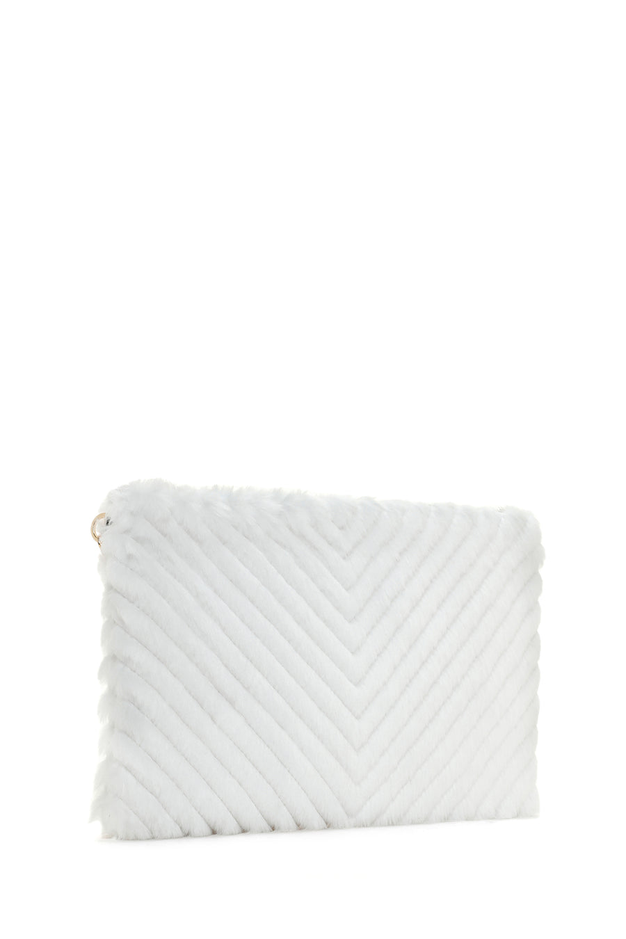 Women's White Long Strap Plush Portfolio Bag
