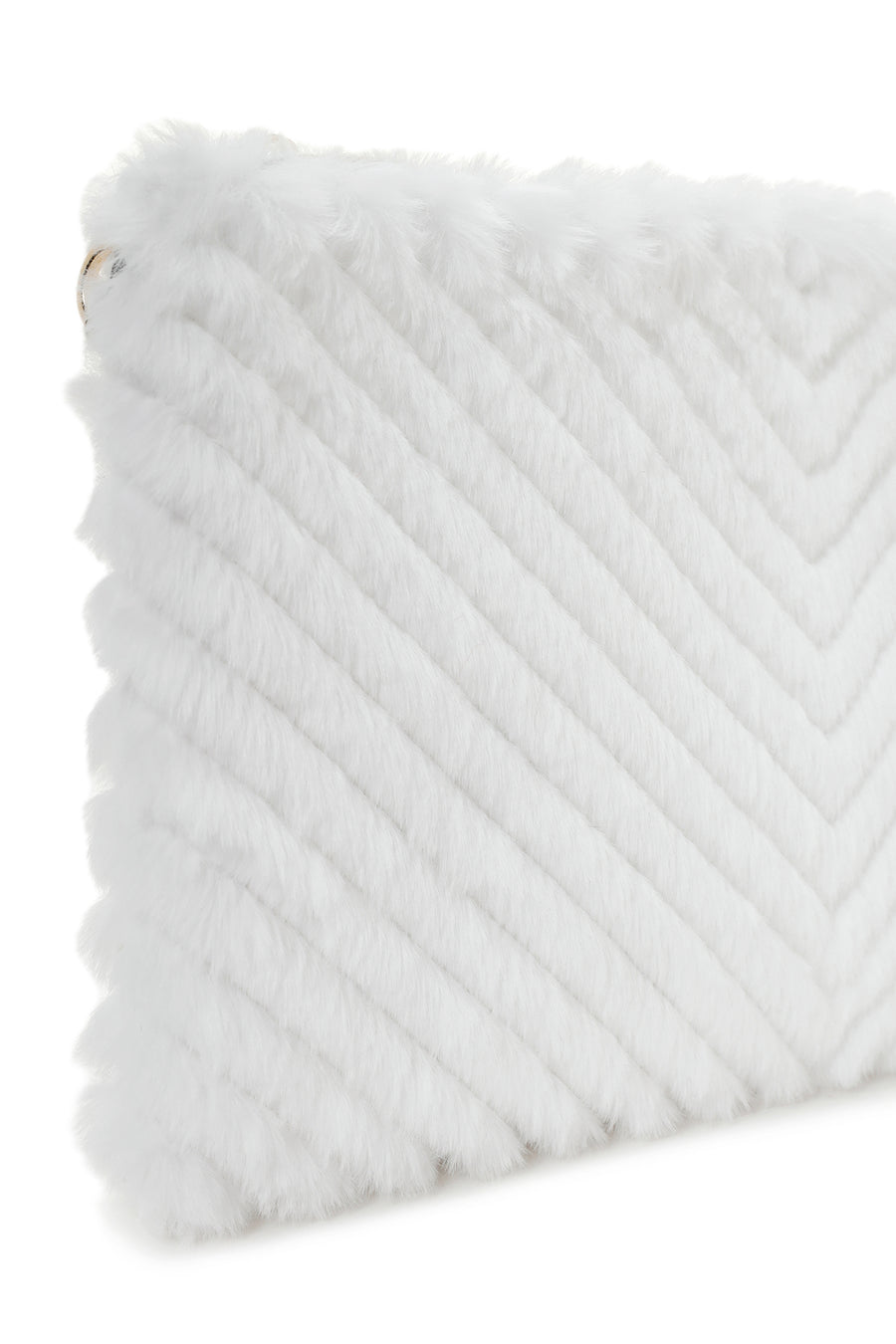 Women's White Long Strap Plush Portfolio Bag