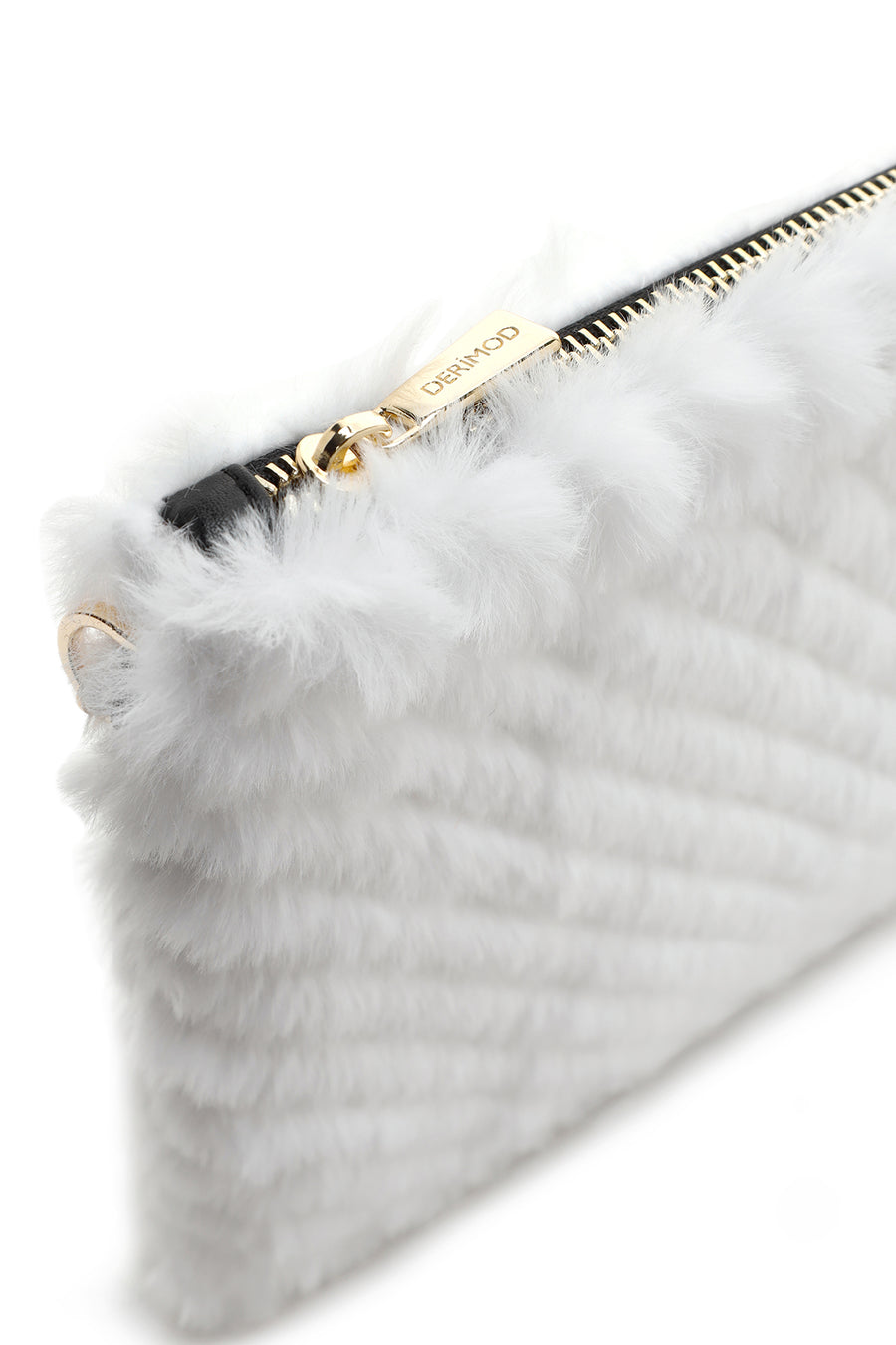 Women's White Long Strap Plush Portfolio Bag
