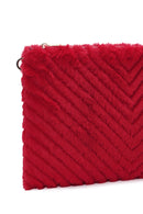 Women's Red Long Strap Plush Portfolio Bag | Derimod