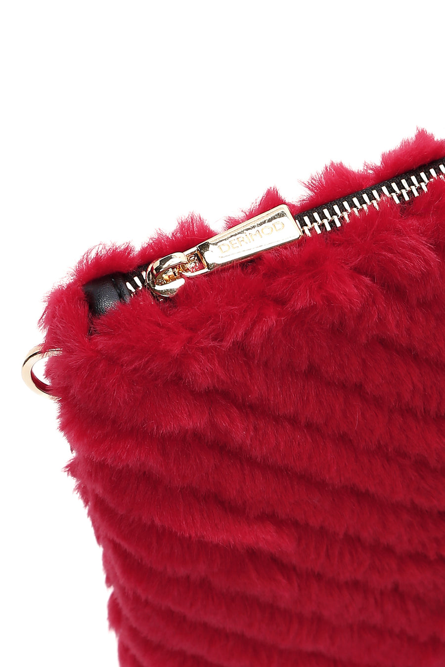 Women's Red Long Strap Plush Portfolio Bag