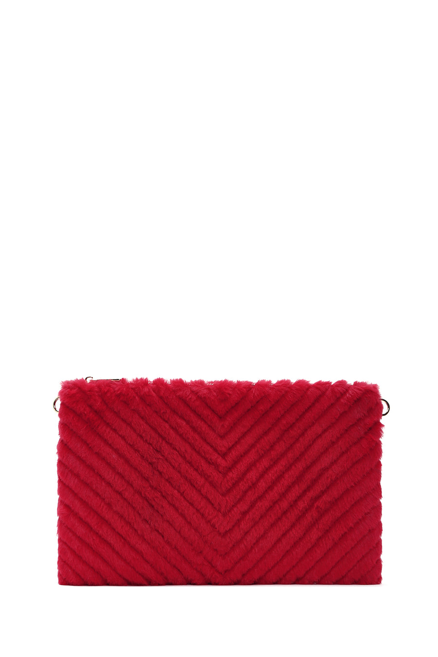 Women's Red Long Strap Plush Portfolio Bag