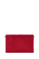 Women's Red Long Strap Plush Portfolio Bag | Derimod