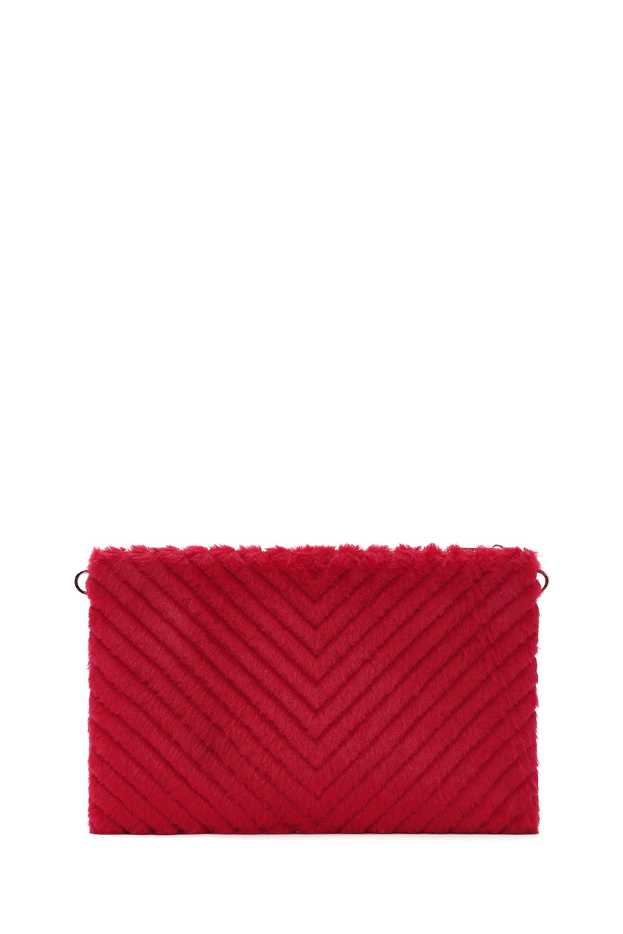 Women's Red Long Strap Plush Portfolio Bag