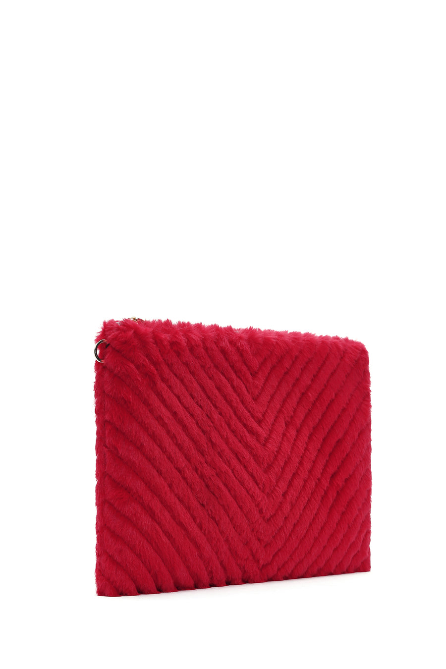 Women's Red Long Strap Plush Portfolio Bag