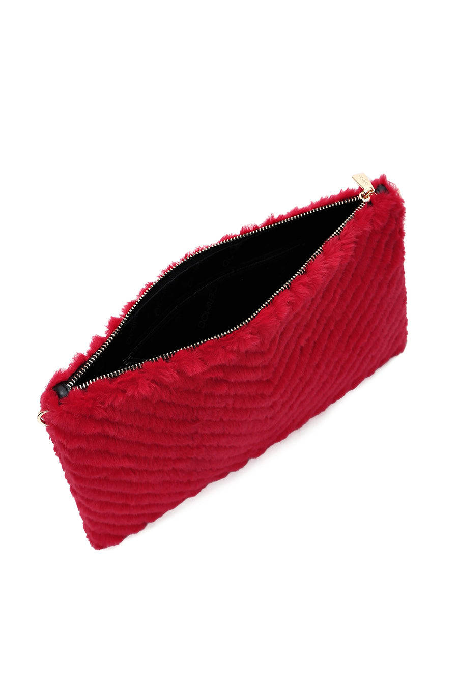 Women's Red Long Strap Plush Portfolio Bag