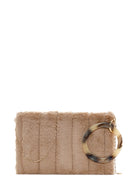 Women's Beige Long Chain Strap Plush Clutch Bag | Derimod