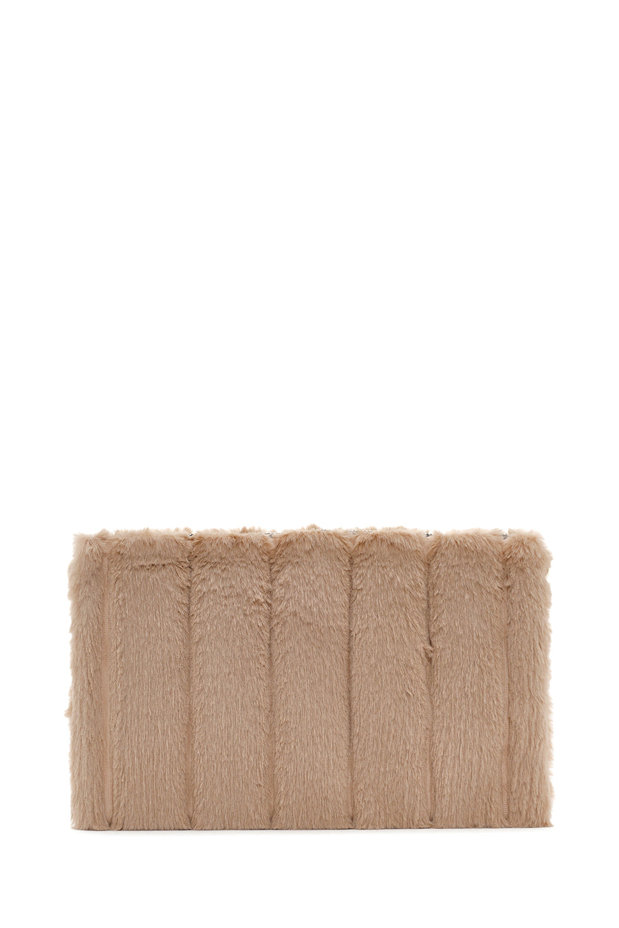 Women's Beige Long Chain Strap Plush Clutch Bag