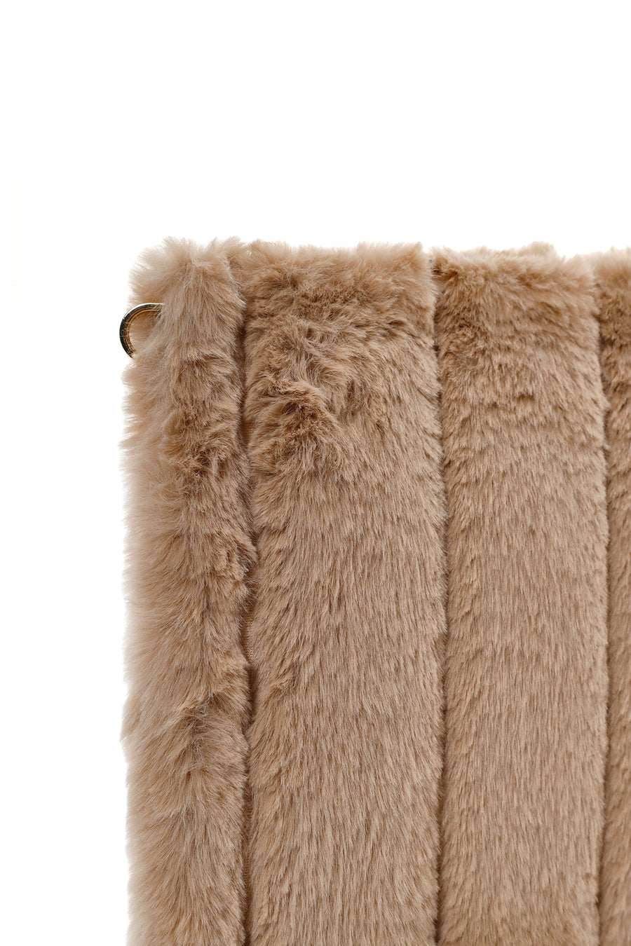 Women's Beige Long Chain Strap Plush Clutch Bag