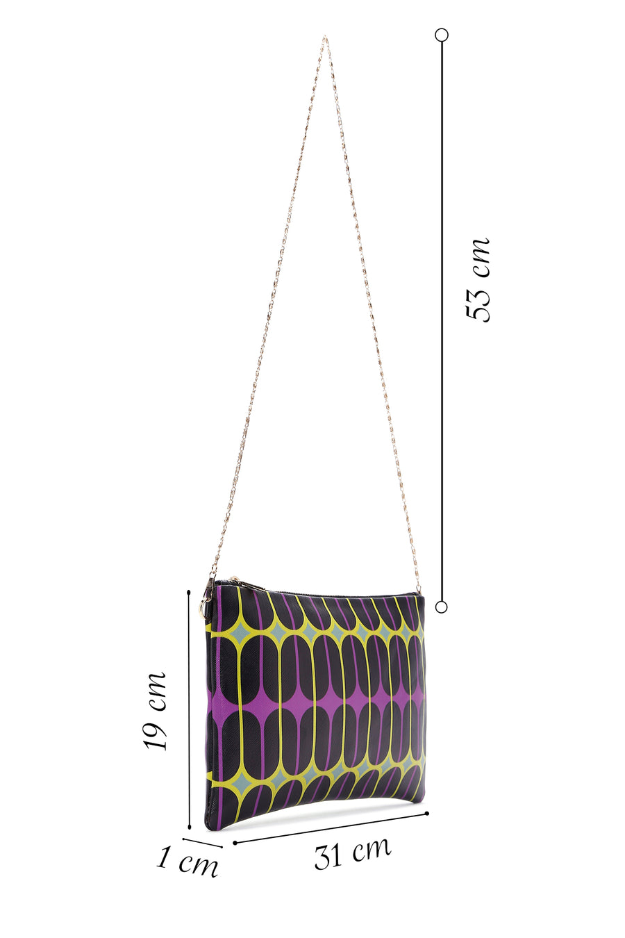 Women's Black Purple Printed Portfolio Bag