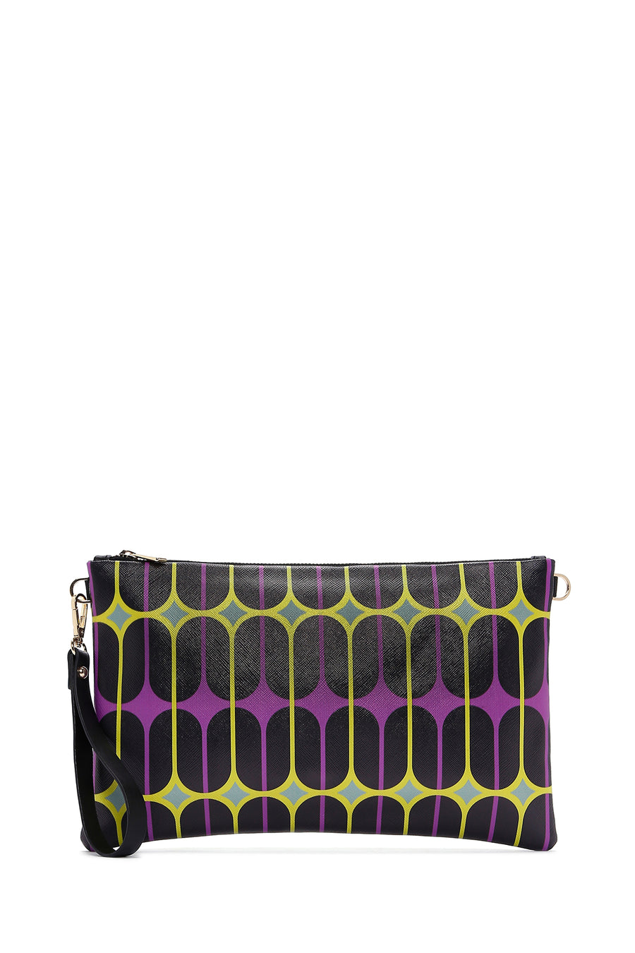 Women's Black Purple Printed Portfolio Bag