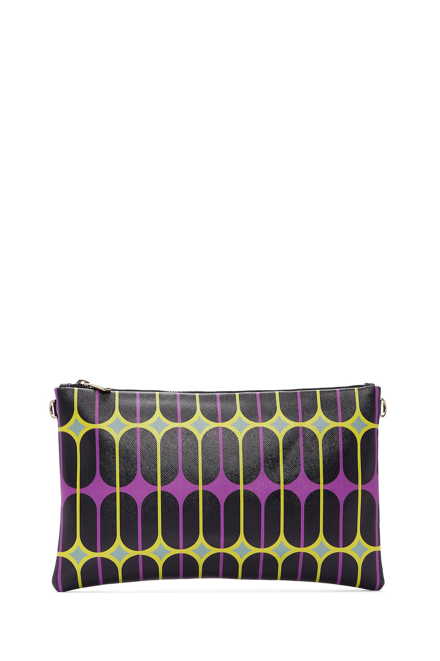 Women's Black Purple Printed Portfolio Bag