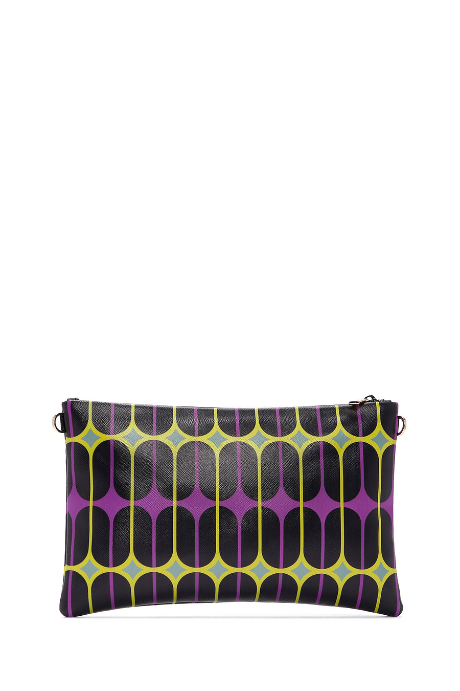 Women's Black Purple Printed Portfolio Bag