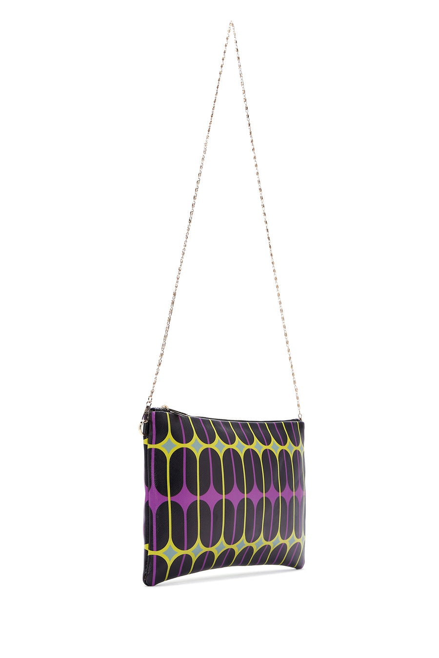 Women's Black Purple Printed Portfolio Bag