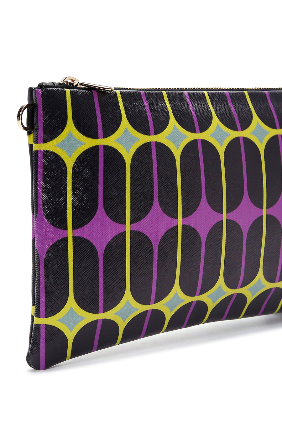 Women's Black Purple Printed Portfolio Bag